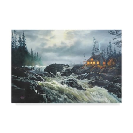 D. Rusty Rust 'Rapids Cabin' Canvas Art,22x32